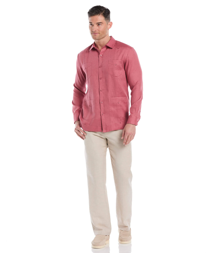 Big & Tall Linen Guayabera Shirt (Mauvewood)