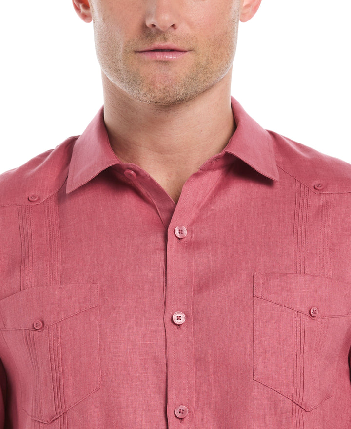 Big & Tall Linen Guayabera Shirt (Mauvewood)