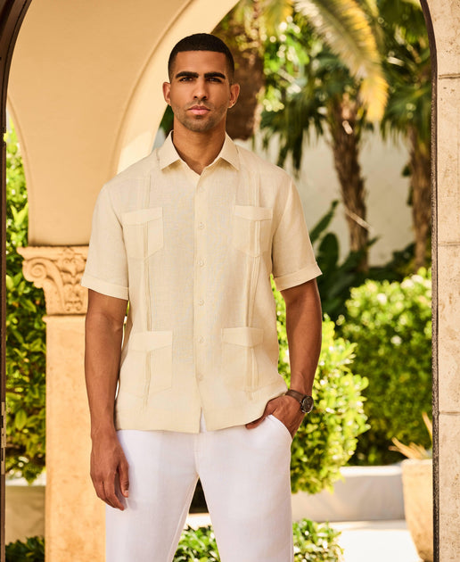 Shirt Pantalon Kaki Con Guayabera Short Sleeve Guayabera Beige Con