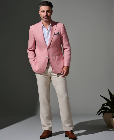 100% Linen Single-Breasted Sport Coat-Jackets-Cubavera Collection