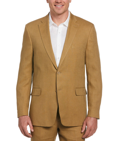 100% Linen Single-Breasted Suit Jacket (Tan) 