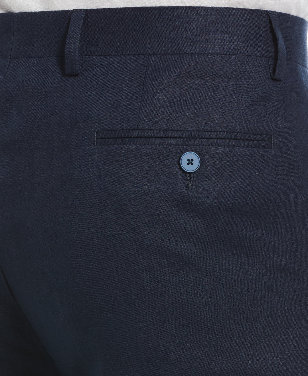 100% Linen Solid Flat Front Pant (Navy)
