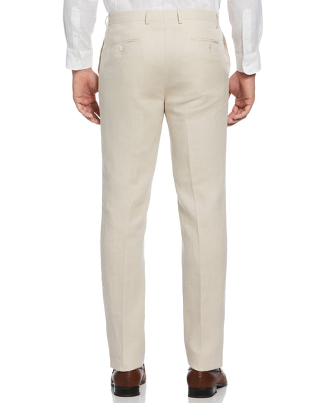 100% Linen Solid Flat Front Pant (Oatmeal) 