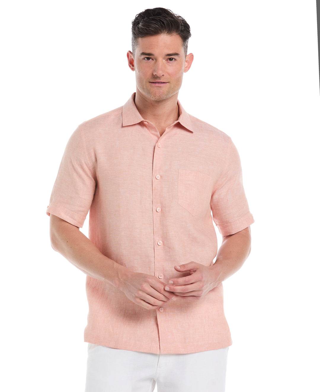 Linen Short Sleeve Shirt (Dusty Coral)