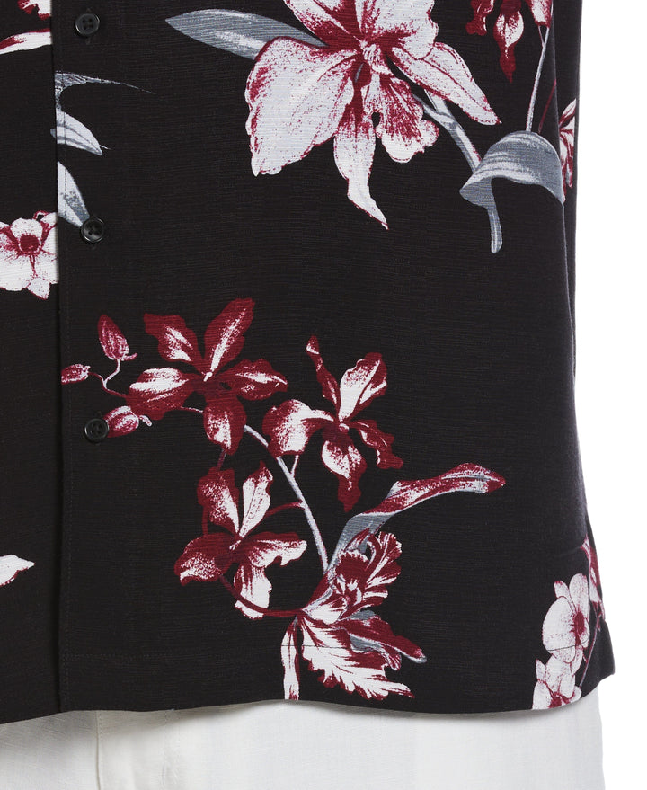 Big & Tall Floral Conversational Print Shirt (Jet Black)