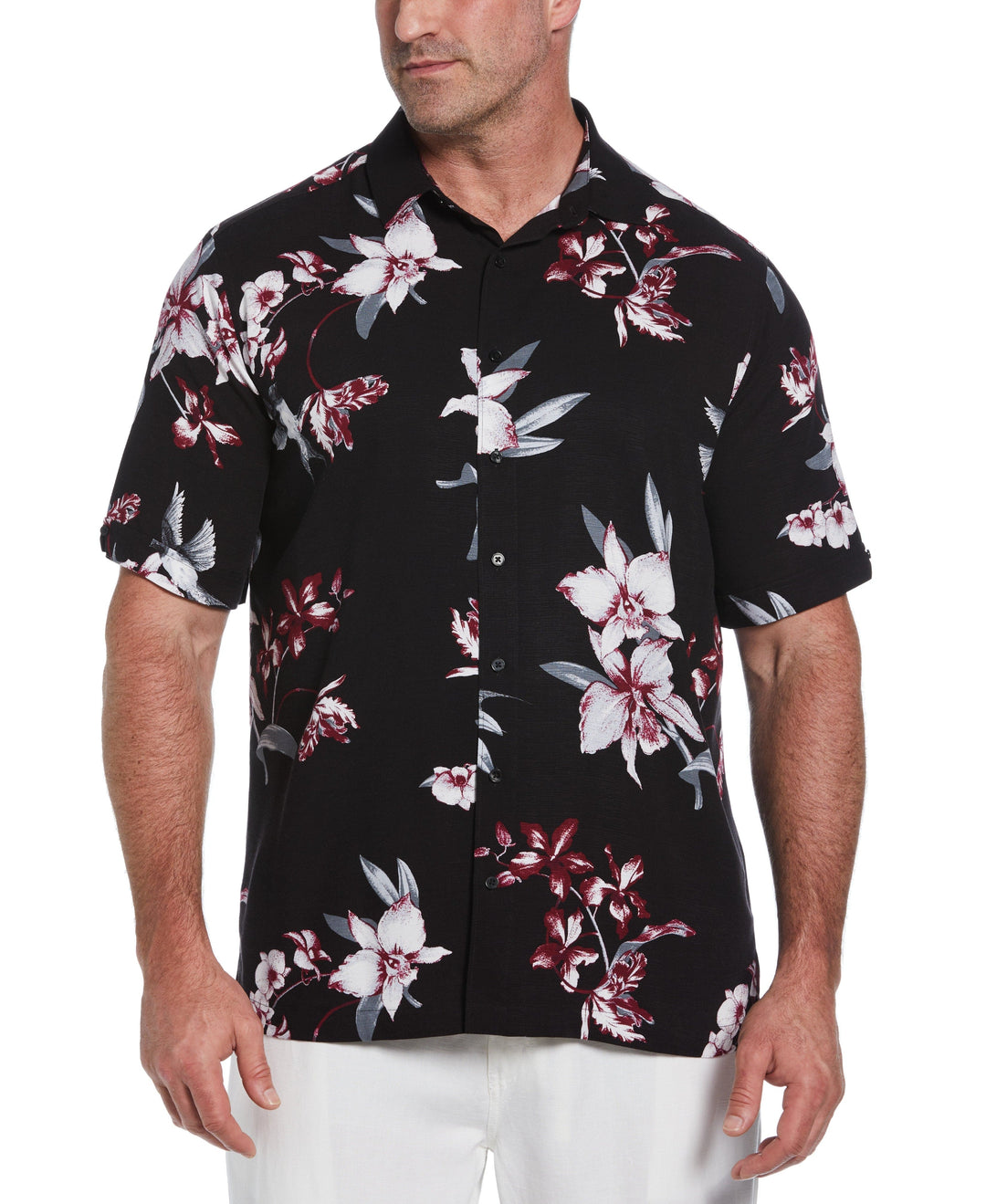 Big & Tall Floral Conversational Print Shirt (Jet Black)