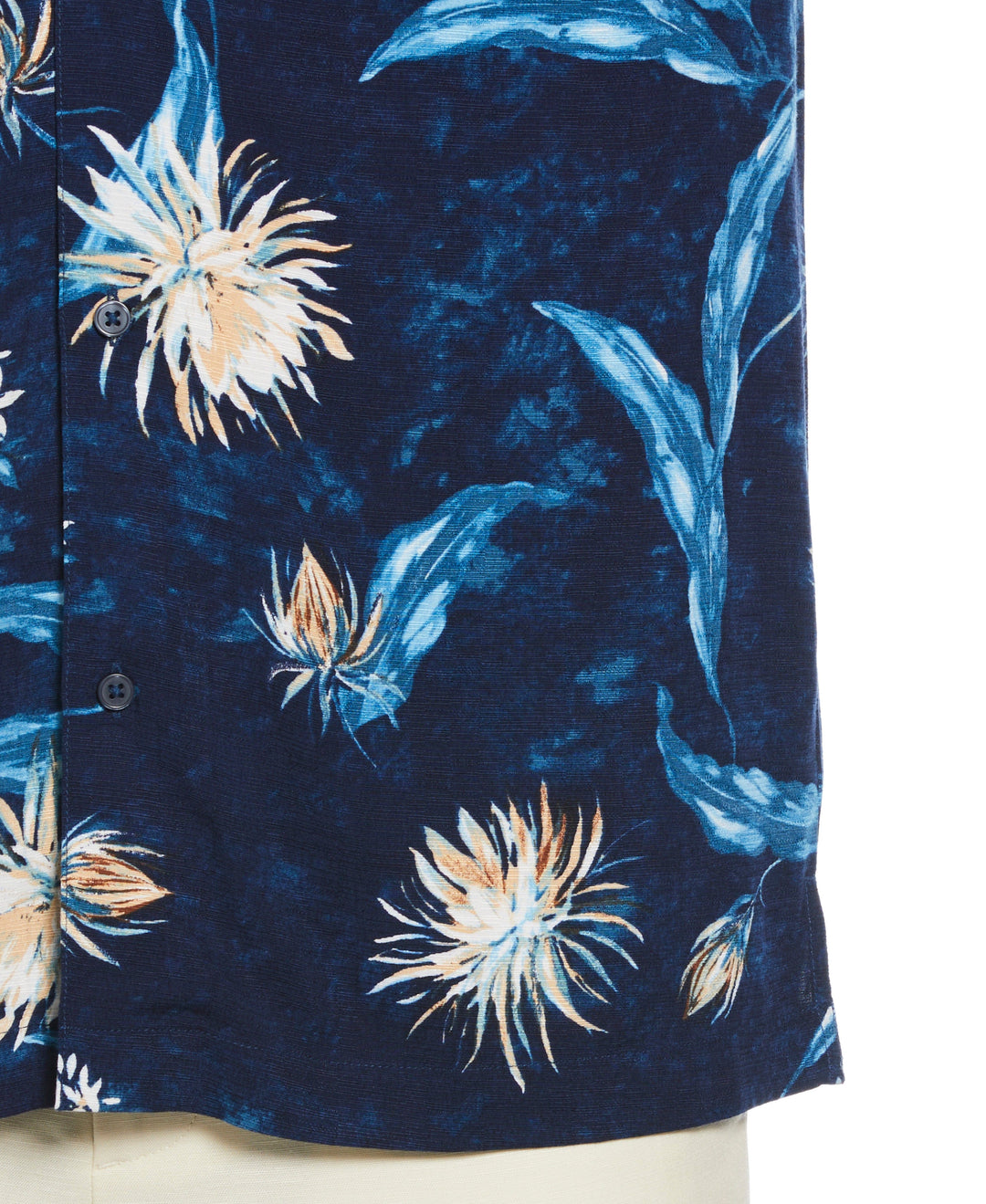 Big & Tall Floral Print Cuban Collar Shirt (Navy Iris)