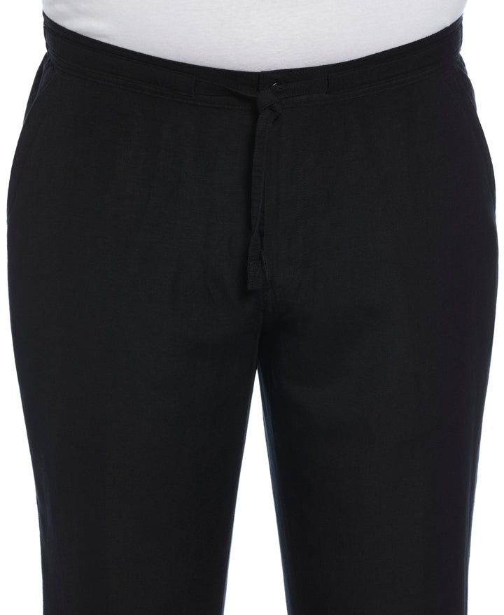 Big & Tall Linen Blend Drawstring Pant (Jet Black)