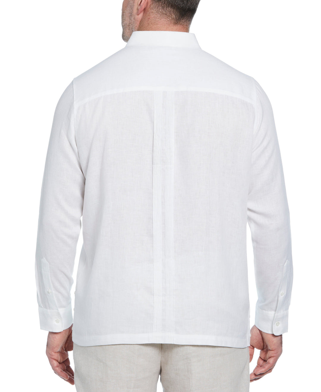 Big & Tall Multi Tuck Linen Guayabera Shirt (Brilliant White)
