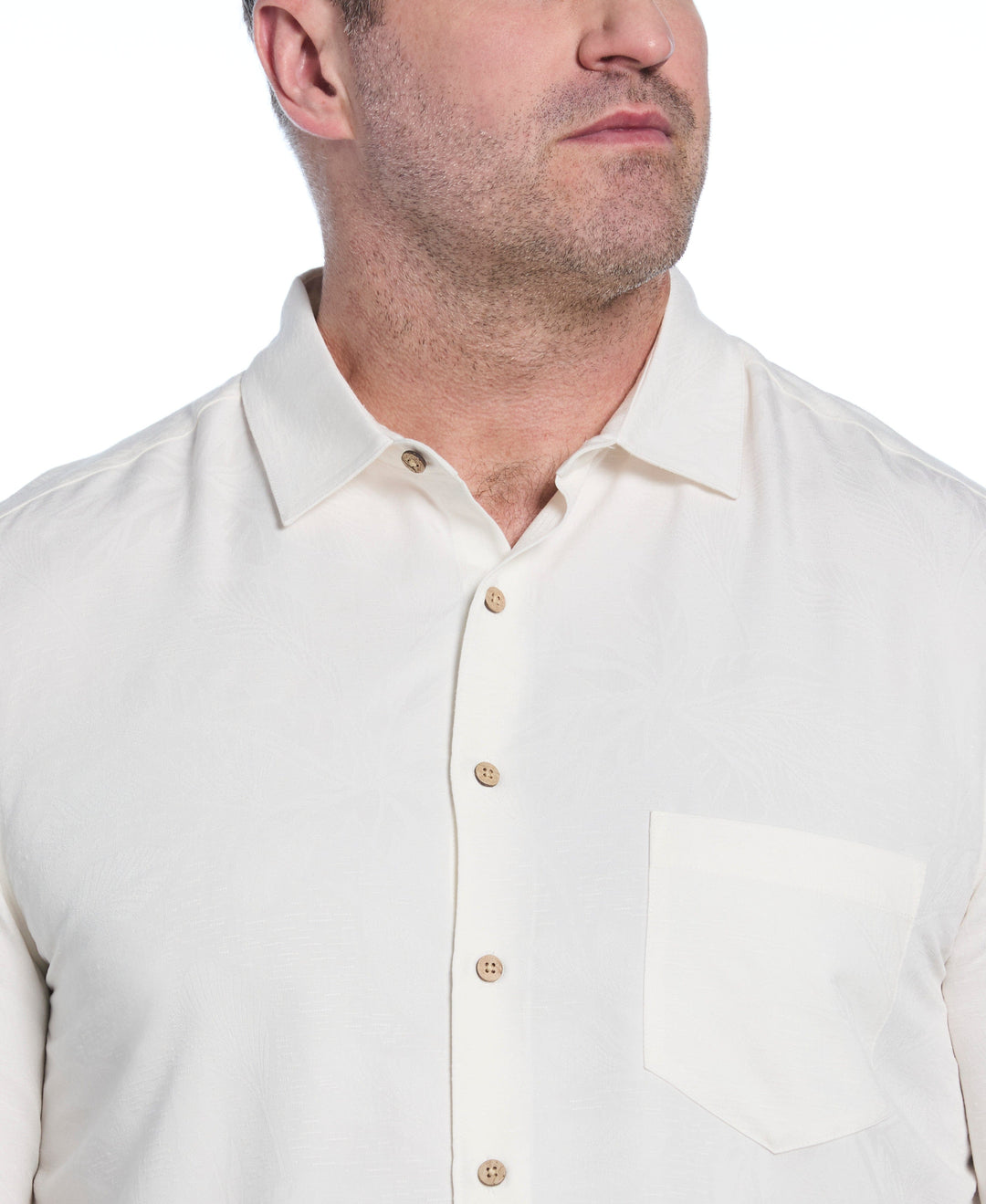 Big & Tall Palm Jacquard Shirt (Egret)