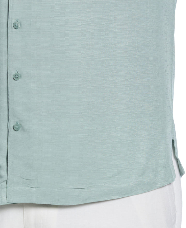 Big & Tall Solid Textured Cuban Collar Shirt (Blue Surf)