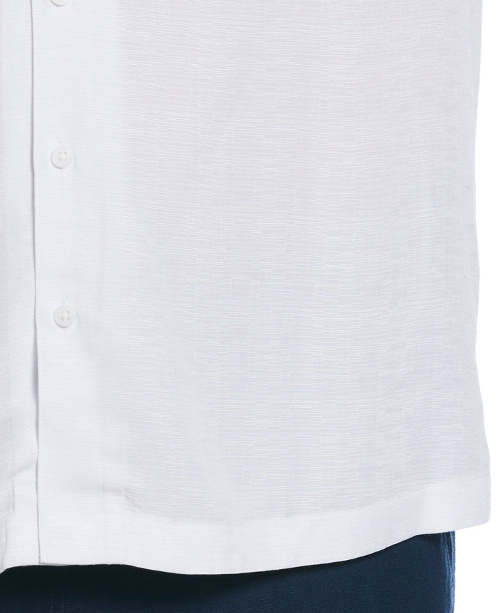 Big & Tall Solid Textured Cuban Collar Shirt (Brilliant White)