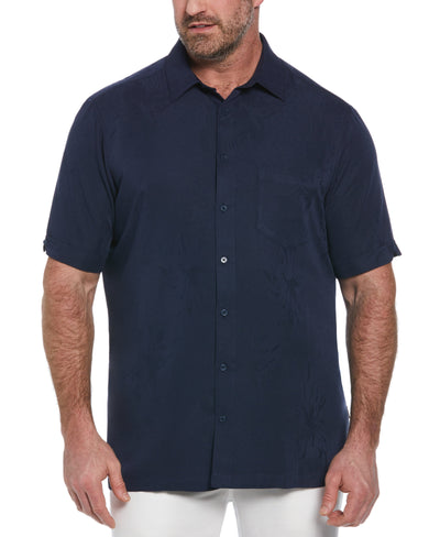 Big & Tall Two-Tone One Pocket Floral Print Shirt (Navy Blazer) 