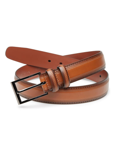 Brown Perforated Leather Belt (Tan) 