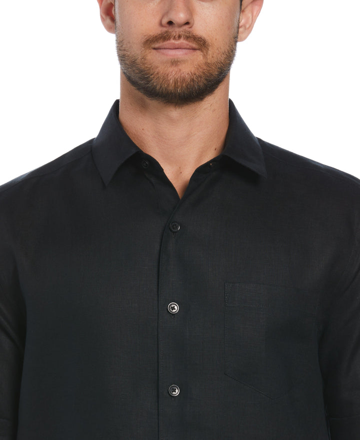 Linen 1 Pocket Shirt (Jet Black)