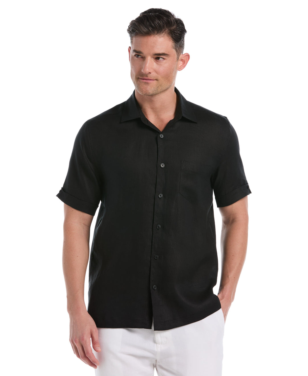 Linen 1 Pocket Shirt (Jet Black)