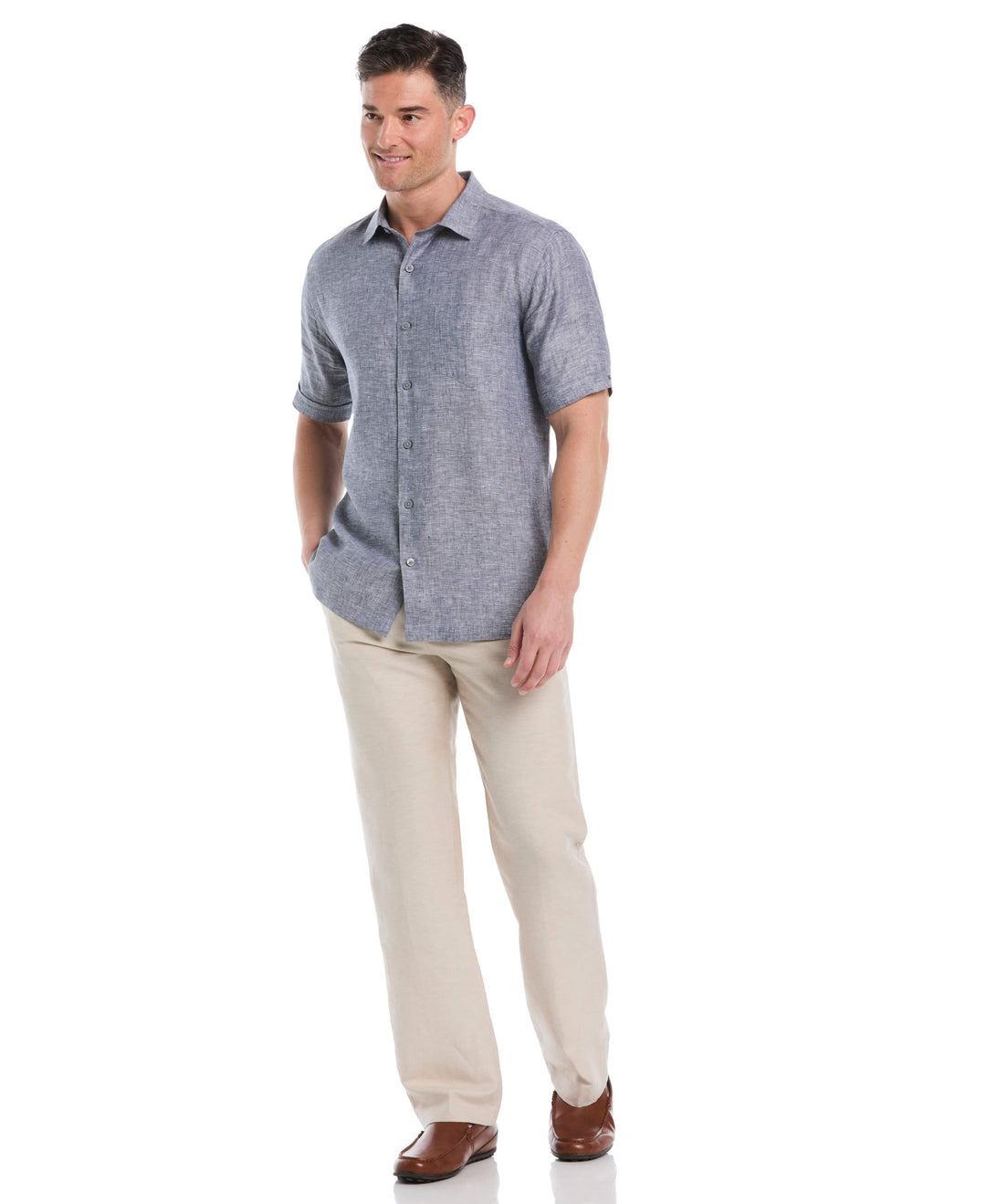 Linen Short Sleeve Shirt (Mood Indigo)