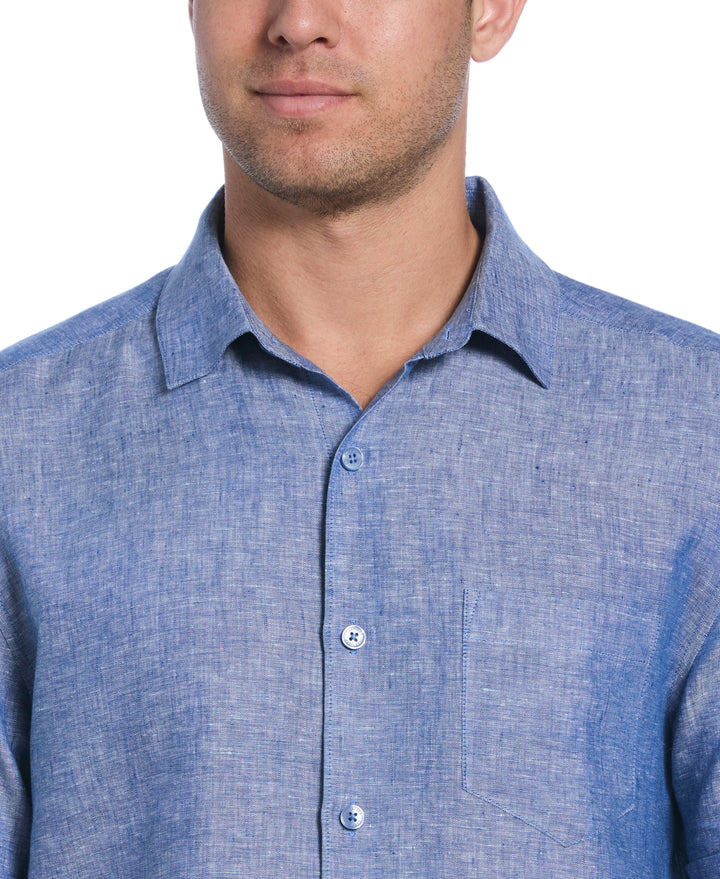 Linen Short Sleeve Shirt (True Blue)