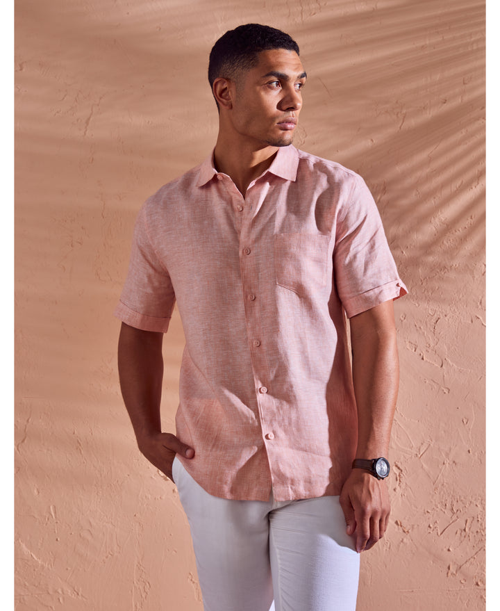 Classic Two-Tone Linen Shirt-Casual Shirts-Cubavera