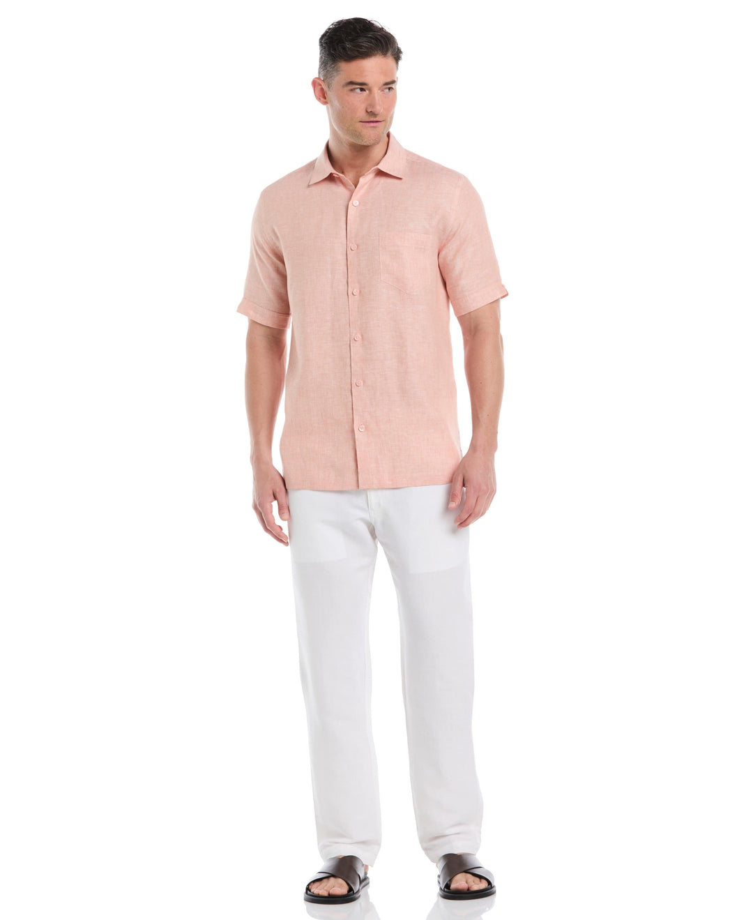 Linen Short Sleeve Shirt (Dusty Coral)