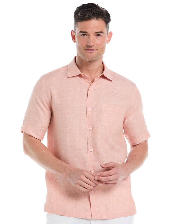 Classic Two-Tone Linen Shirt-Casual Shirts-Dusty Coral-S-Cubavera