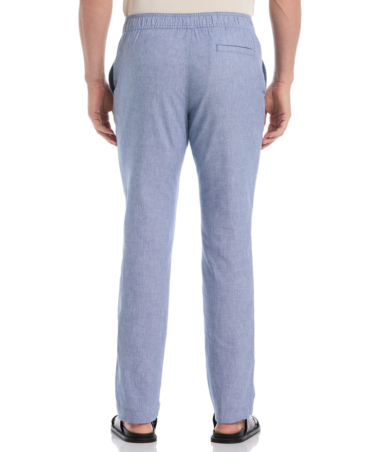 Cotton Linen Flat Front Pant (True Navy)