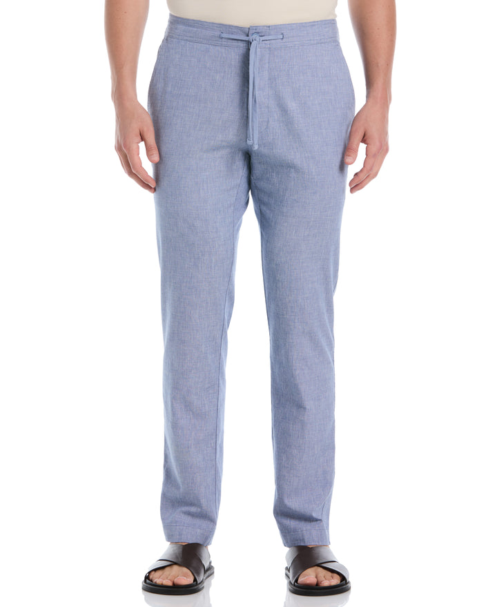 Cotton Linen Flat Front Pant (True Navy)