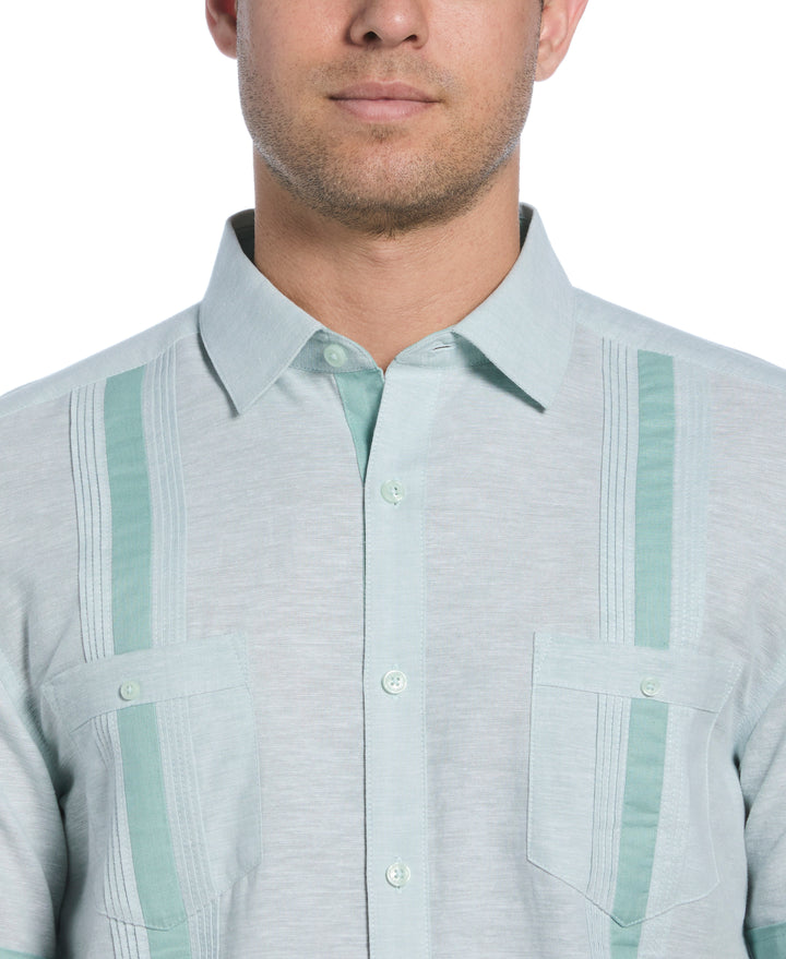 Linen Blend Guayabera Shirt (Blue Surf)