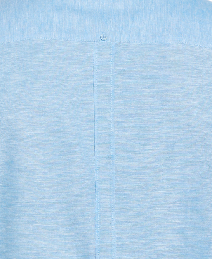 Linen Blend Guayabera Shirt (Malibu Blue)