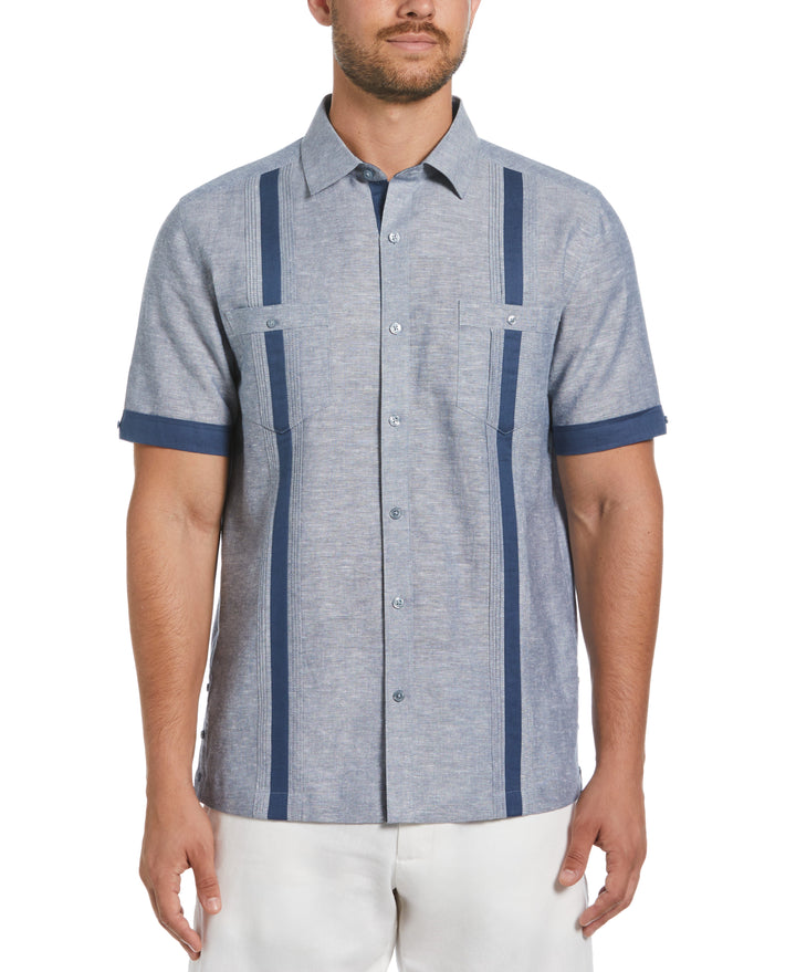 Linen Blend Guayabera Shirt (Ensign Blue)