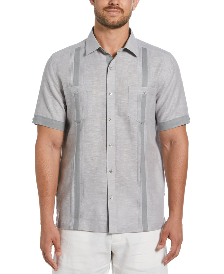Linen Blend Guayabera Shirt (Sleet)