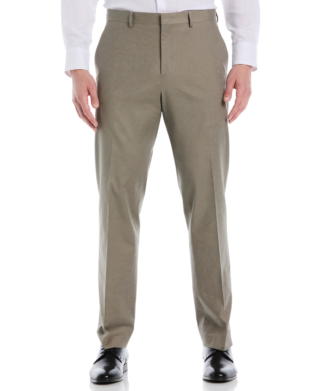 Linen Blend Flat Front Pant (Burnt Olive)
