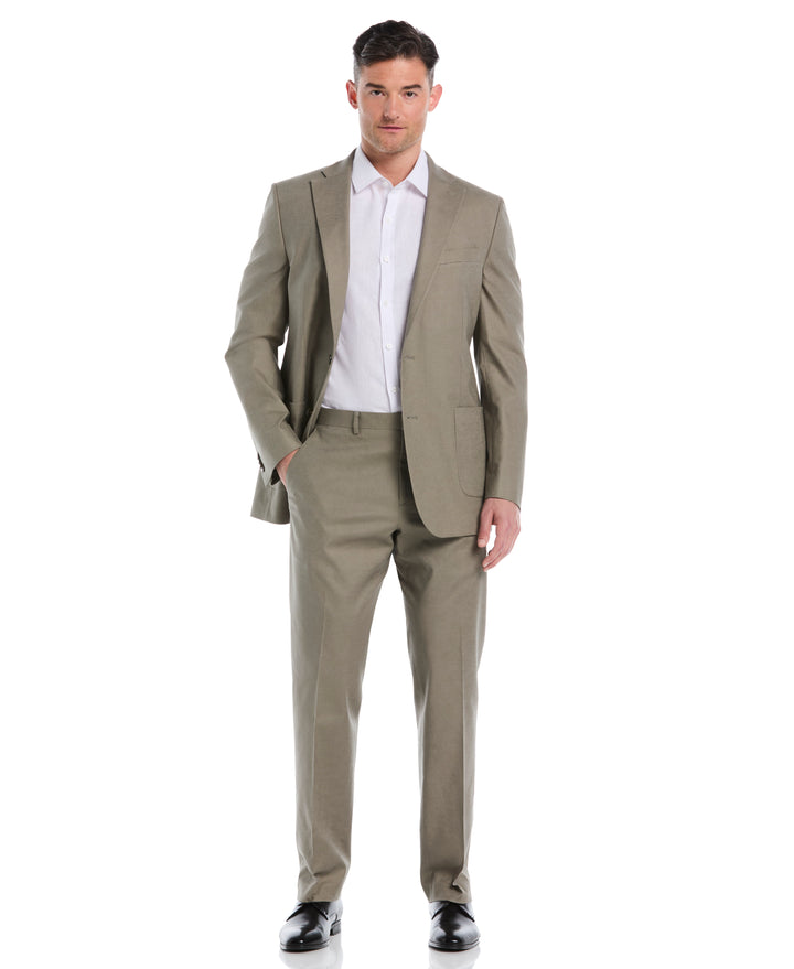 Linen Blend Flat Front Pant (Burnt Olive)