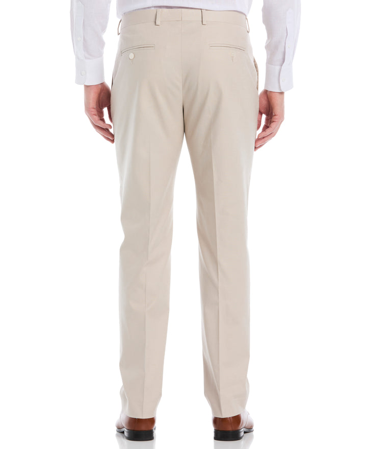 Linen Blend Flat Front Pant (Beige)