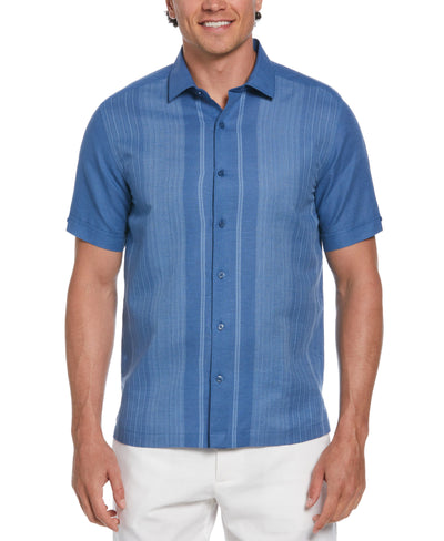 Linen Blend Gradient Panel Shirt (Dutch Blue) 