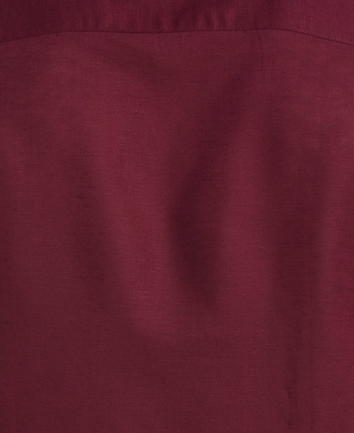 Linen Blend Guayabera Shirt (Windsor Wine)