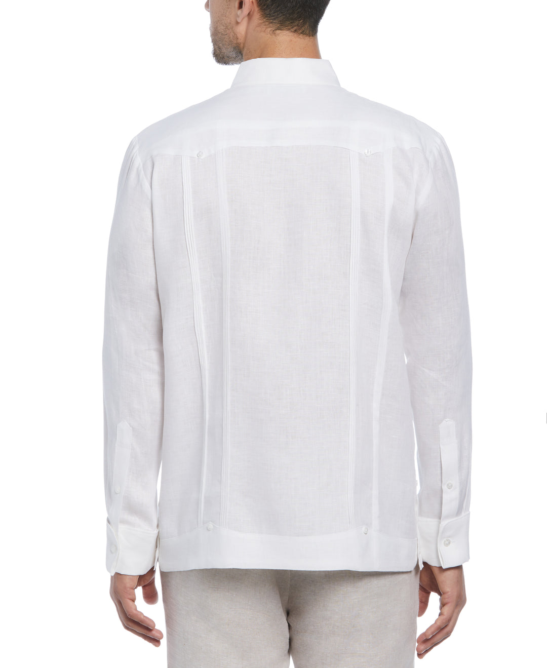 Linen Embroidered French Cuff Guayabera Shirt (Brilliant White)