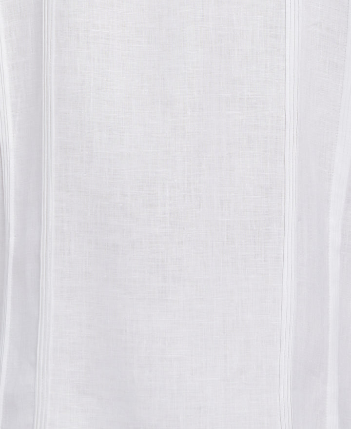 Linen Embroidered French Cuff Guayabera Shirt (Brilliant White)