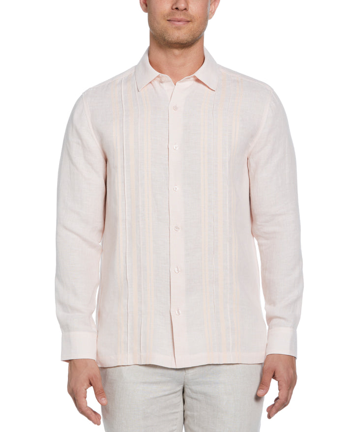 Linen Guayabera Shirt (Tropical Peach)