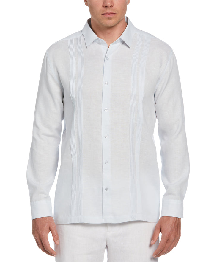 Linen Multi-Tuck Guayabera Shirt (Ballad Blue)