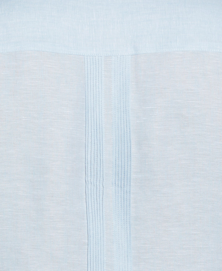 Linen Multi-Tuck Guayabera Shirt (Dream Blue)