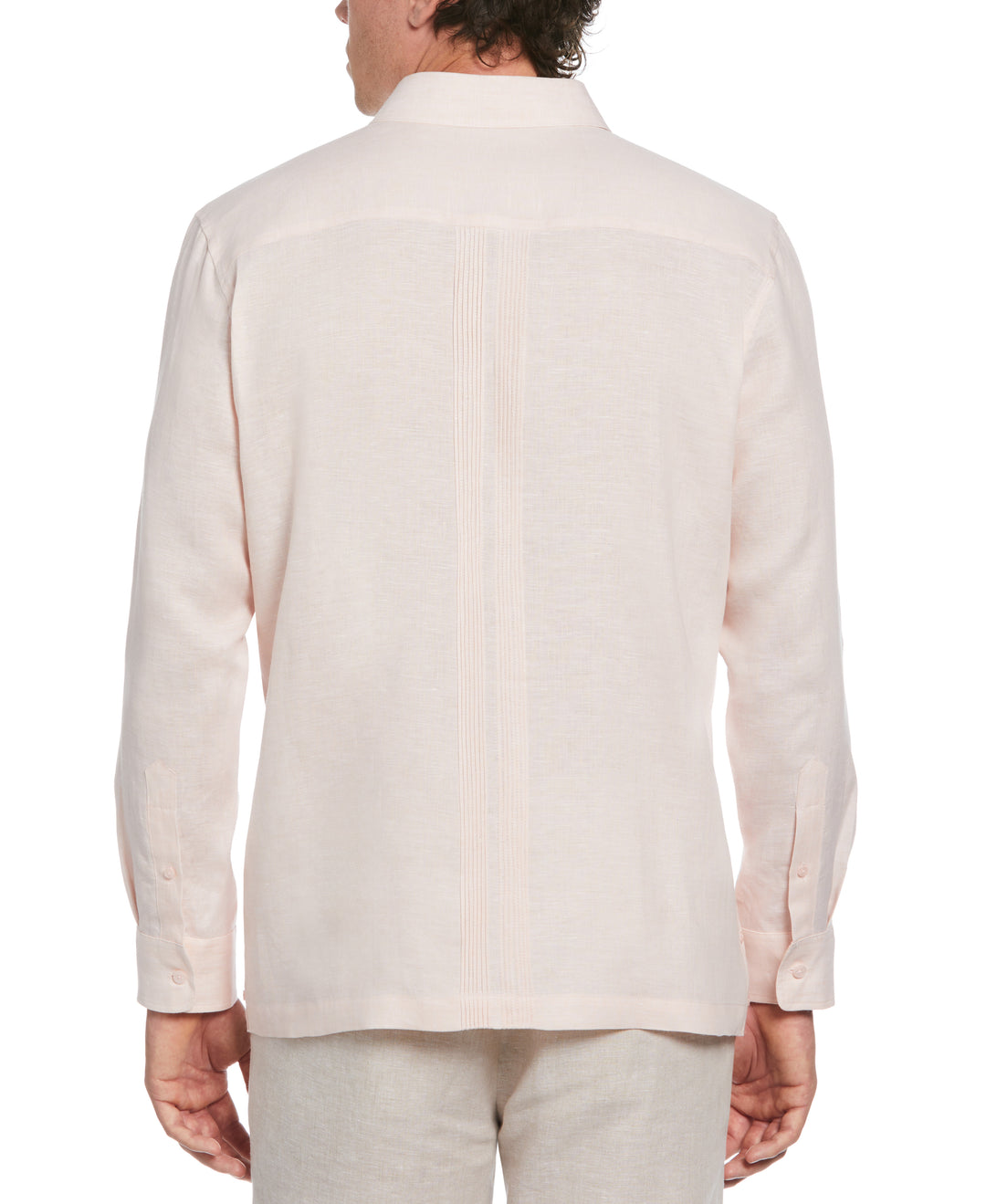 Linen Multi-Tuck Guayabera Shirt (Peach Whip)