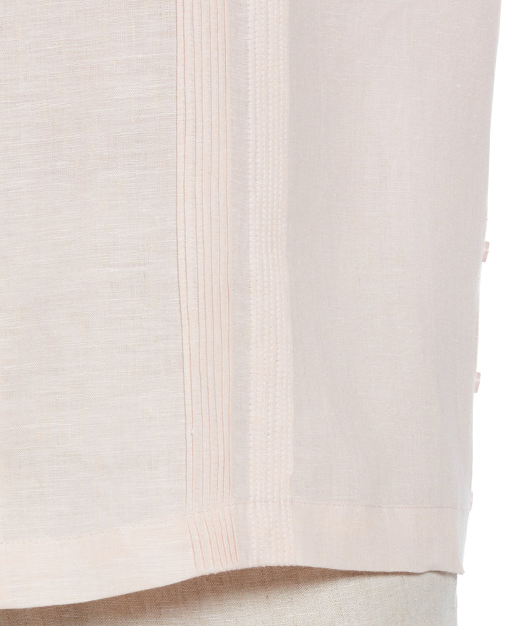 Linen Multi-Tuck Guayabera Shirt (Peach Whip)