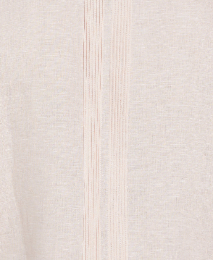 Linen Multi-Tuck Guayabera Shirt (Peach Whip)