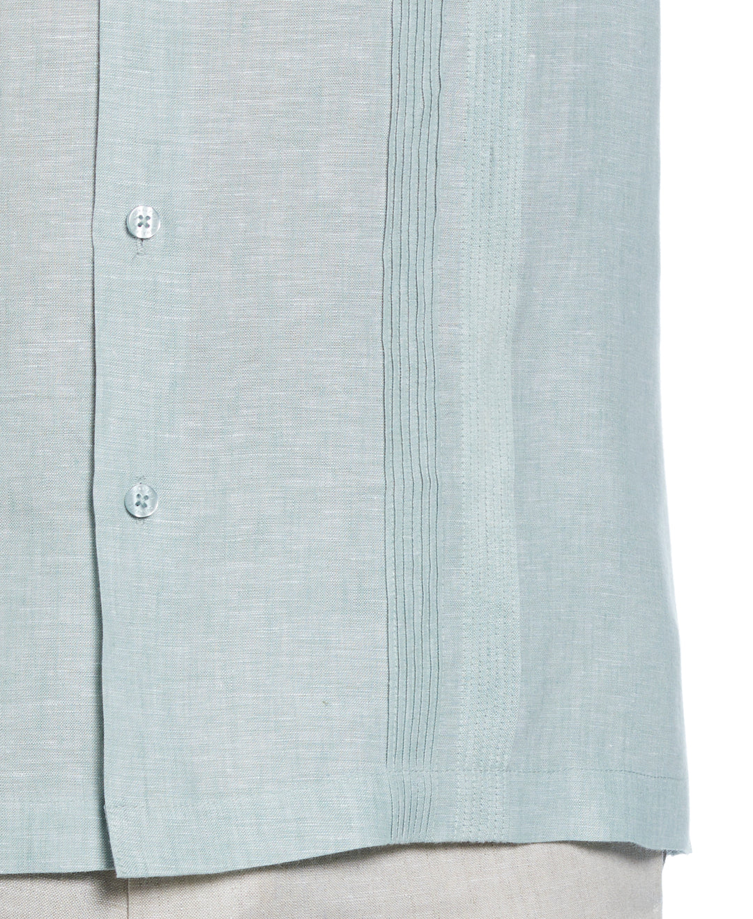 Linen Multi-Tuck Guayabera Shirt (Blue Surf)