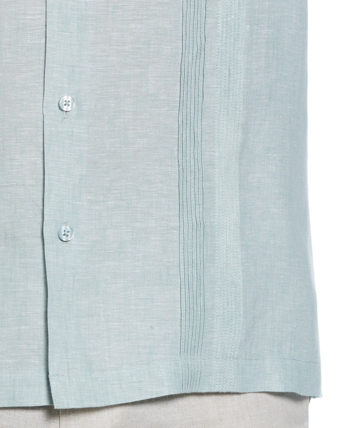Linen Multi-Tuck Guayabera Shirt (Blue Surf)