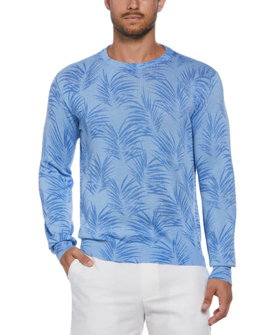 Palm Print Jacquard Sweater (Della Robia Blue) 