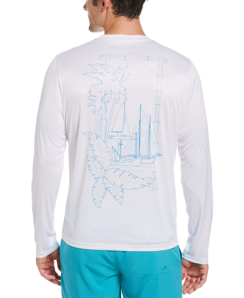 Sail Away Print Sun Protection Shirt (Brilliant White) 
