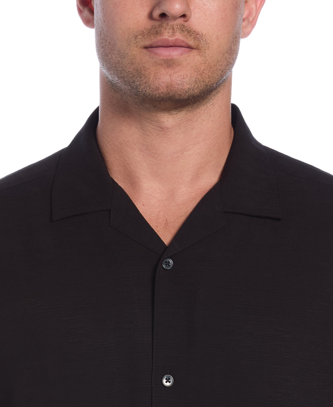 Viscose Textured Cuban Collar Shirt (Jet Black)
