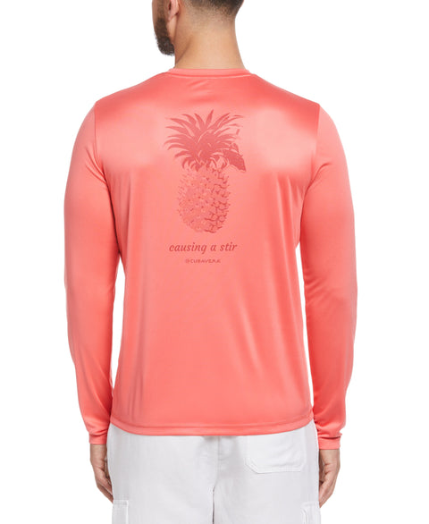 Sun Protection Pineapple Print Stretch Shirt (Sun Kissed Coral) 